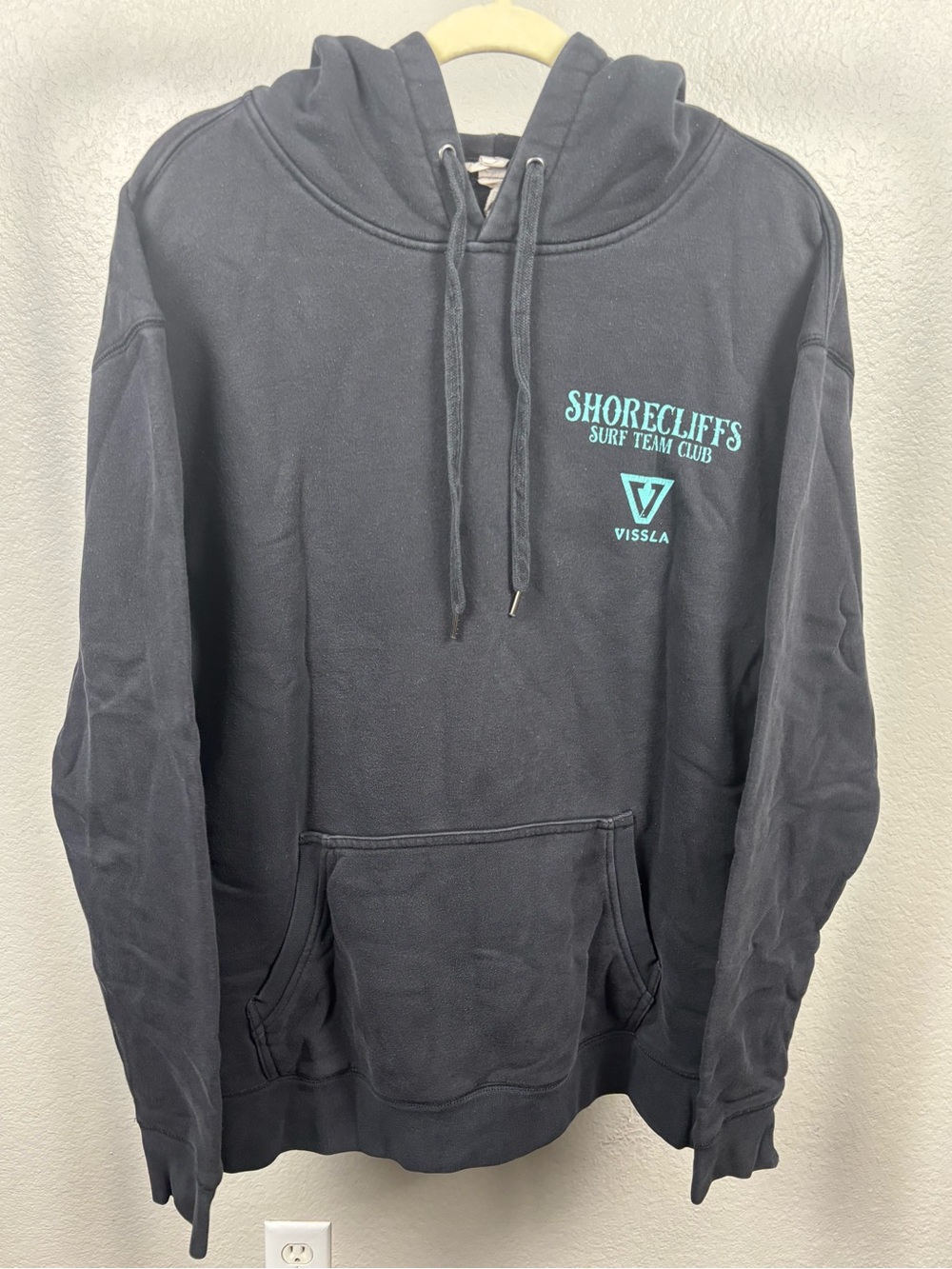 VISSLA Black Pullover Hoodie with Teal Shorecliffs Logo